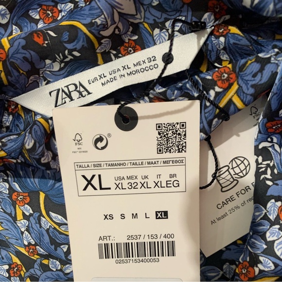 Zara TIED FLORAL BLOUSE - Picture 12 of 12